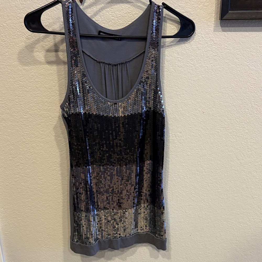 Atmosphere Black and Gray Sequin Tank Top